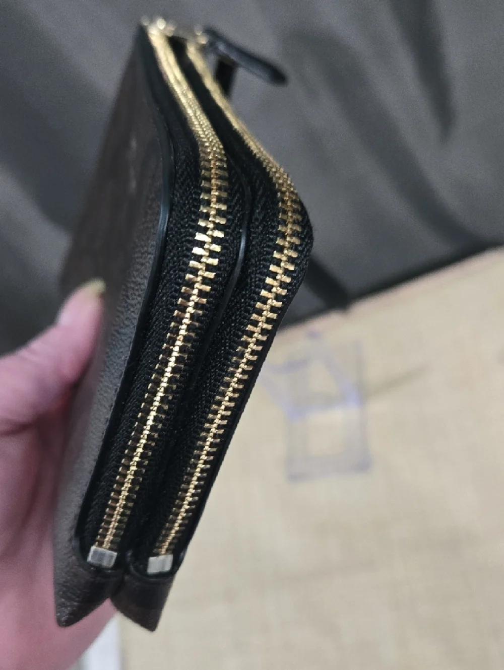 Coach Brown & Black Double Zip Wristlet - Picture 4 of 10